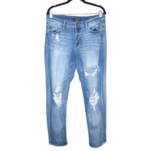 Judy Blue Boyfriend Fit Jeans Womens 11/30 Destroyed Distressed Bleach Splatter